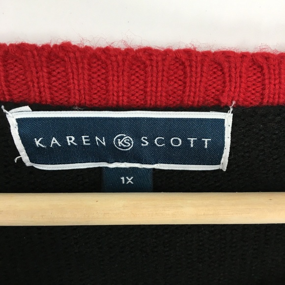 Karen Scott Black Ugly Christmas Sweater With Candy Cane Print - Picture 6 of 8